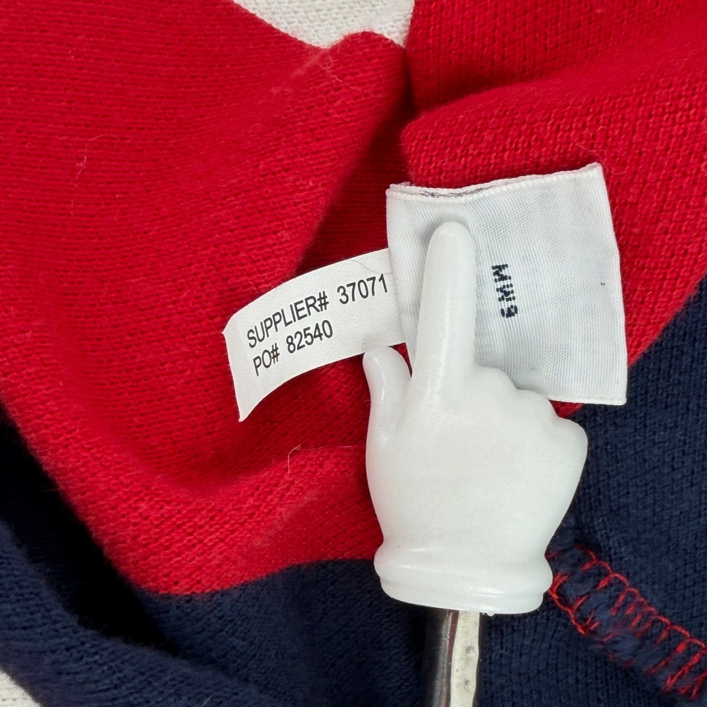 Vintage Polo Ralph Lauren Mens M Striped Short Sleeve Shirt Rugby Red Navy Prep - Picture 10 of 11